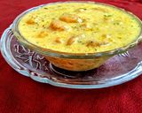 A picture of step 5 of Kadhi pakoda with boiled rice.