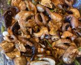 A picture of step 5 of California Farm Squid with Mushrooms in Peppersauce.