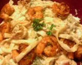 A picture of step 3 of sunshines shrimp and fettucini.