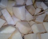 A picture of step 1 of Yam with sauce.
