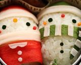 A picture of step 3 of Cylinder Shaped Onigiri Rice Balls: Santa Christmas Bento.