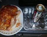 A picture of step 2 of Beer can chicken.