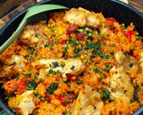 Sütőben sült csirkés rizseshús/ Paella recept fázis 8 fotója