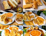 A picture of step 5 of Veg And Chicken Spring Rolls With Homemade Sheets Or Wraps Along With Spring Roll Sauce.