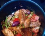 A picture of step 3 of Cowpea beans , potato and brinjal Puli kulambu / tamarind based gravy.
