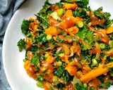 A picture of step 4 of Sweet Potato & Kale Stir Fry With A Peanut Sesame Dressing.