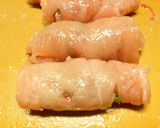 A picture of step 3 of Chicken Tender Pickled Plum Shiso Toasted Nori Seaweed Rolls.