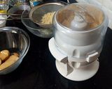 A picture of step 2 of Biscuits Meethi (Swiss roll style).