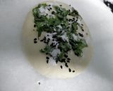 A picture of step 14 of Matar Paneer Koftas, tawa coriander naan with methi matar pulao.