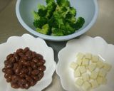 A picture of step 1 of Bean, Cheese and Broccoli Salad.