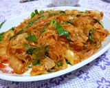 A picture of step 3 of Pork, Kimchi and Cellophane Noodles Stir-fry.