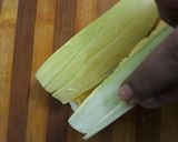 A picture of step 6 of Salsa stuffed Corn Tamales.