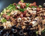 A picture of step 2 of Sultan Sausage/Spinach Tortellini Bake -halal friendly.