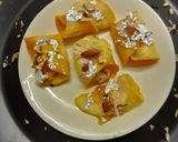 A picture of step 3 of Mango khoya roll.