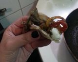 A picture of step 5 of chicken liver and giblets with sweet peppers and mustard.