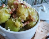Une image de l'étape 8 de Poêlée de choux de Bruxelles aux lardons et parmesan.
