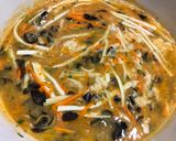 A picture of step 6 of Peanut Butter Hot and Sour Tofu Noodle Soup.