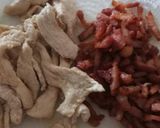 A picture of step 3 of Lemon chicken salad, crispy pancetta & my zingy salad dressing.