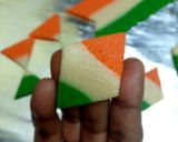 A picture of step 8 of Tricolour peanut katli.