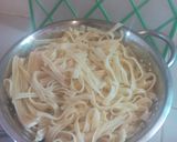 A picture of step 2 of Fettuccine Chicken Alfredo(my version).