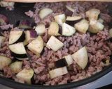 A picture of step 3 of Eggplants With Cream Cheese, and Sweet and Spicy Ground Meat with Miso Over Rice.