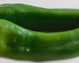 A picture of step 1 of Bajji (fritter) with stuffed Anaheim Chilies.