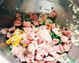 A picture of step 1 of Best GF Lorraine Quiche (aka. Kale, Ham, & Cheese).