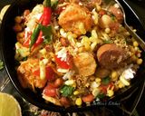 A picture of step 3 of Prawn & Sausage Bhel.