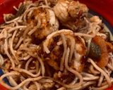 A picture of step 3 of Cajun shrimp noodles.