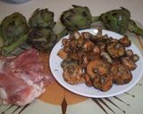 Foto del paso 1 de la receta: Alcachofas, setas y pollo