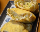 A picture of step 3 of A Springtime Dish: Cabbage and Tuna Stuffed Abura-age Fried Tofu.