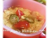 A picture of step 6 of Okra & Tomato Soup with Refreshing Vinegar.