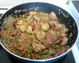A picture of step 5 of Dan's Jambalaya.