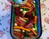 Sörben párolt, sült füstölt csülök répával, medvehagymás batátapürével recept fázis 3 fotója