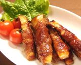 A picture of step 5 of Easy and Yummy! King Oyster Mushroom & Pork Roll Sauté.