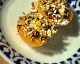 Foto del paso 6 de la receta: Melocotones flambeados con mascarpone a la vainilla y frutos secos