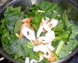A picture of step 2 of Farmhouse Recipe - Komatsuna Greens and Chikuwa Simmered in a Light Broth.