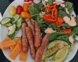 A picture of step 3 of My Pork Sausage Salad with chedder Cheese & Garlic Bread.
