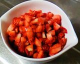 A picture of step 1 of Rich and Smooth Strawberry and Fresh Cheese Ice Cream.