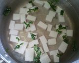 A picture of step 3 of Authentic Chinese Cilantro Tofu Soup.