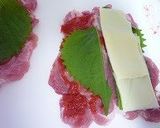 A picture of step 1 of Umeboshi, Shiso Leaves, and Cheese Pork Cutlets.