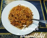 A picture of step 5 of Red Sauce Spaghetti with Prawns.