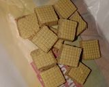 A picture of step 4 of Chocolate coated waffers........ 🍫🍫🍫.