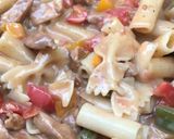A picture of step 7 of Creamy Chicken Fajita Pasta.