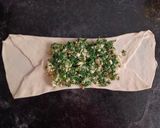 A picture of step 6 of Gozleme / Turkish stuffed flat bread.