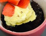 A picture of step 4 of 2 minutes microwave mug brownie with chocolate lava.