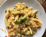 รูปขั้นตอนการทำที่ 6 ของ Penne with salmon & corn-soy milk
