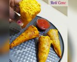 A picture of step 3 of Leftover roti cone.