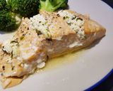A picture of step 6 of Summer citric salmon with herby feta cheese.