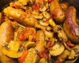 A picture of step 8 of Sausage, Peppers, Onions and Mushrooms.